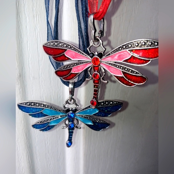 None Jewelry - Dragonfly necklaces in Blue & Red you get both of them